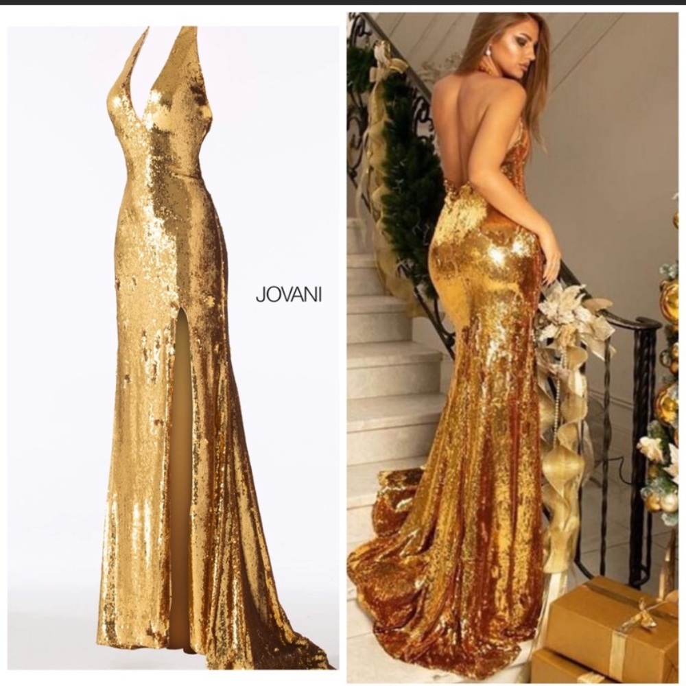 Jovani 62630 Gold Sequin Gown